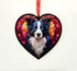 Border Collie Stained Glass Effect Heart Suncatcher